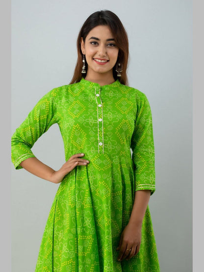 Women Cotton Printed Flared Kurta