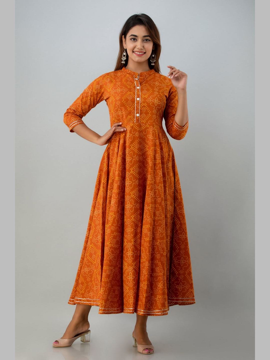 Women Cotton Printed Flared Kurta