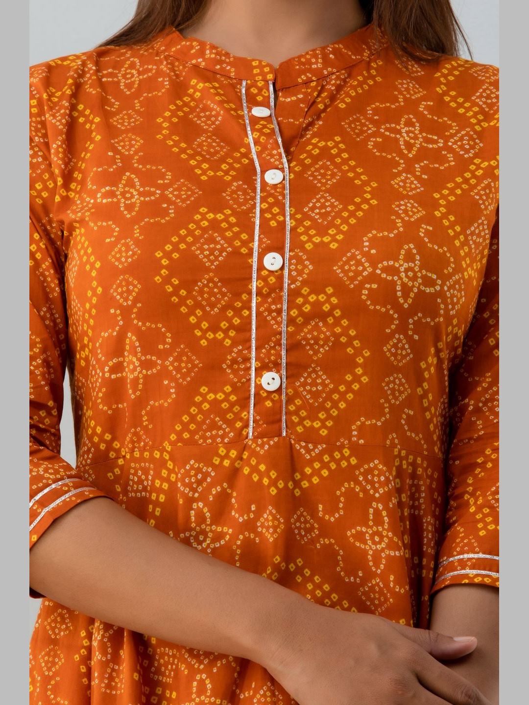 Women Cotton Printed Flared Kurta