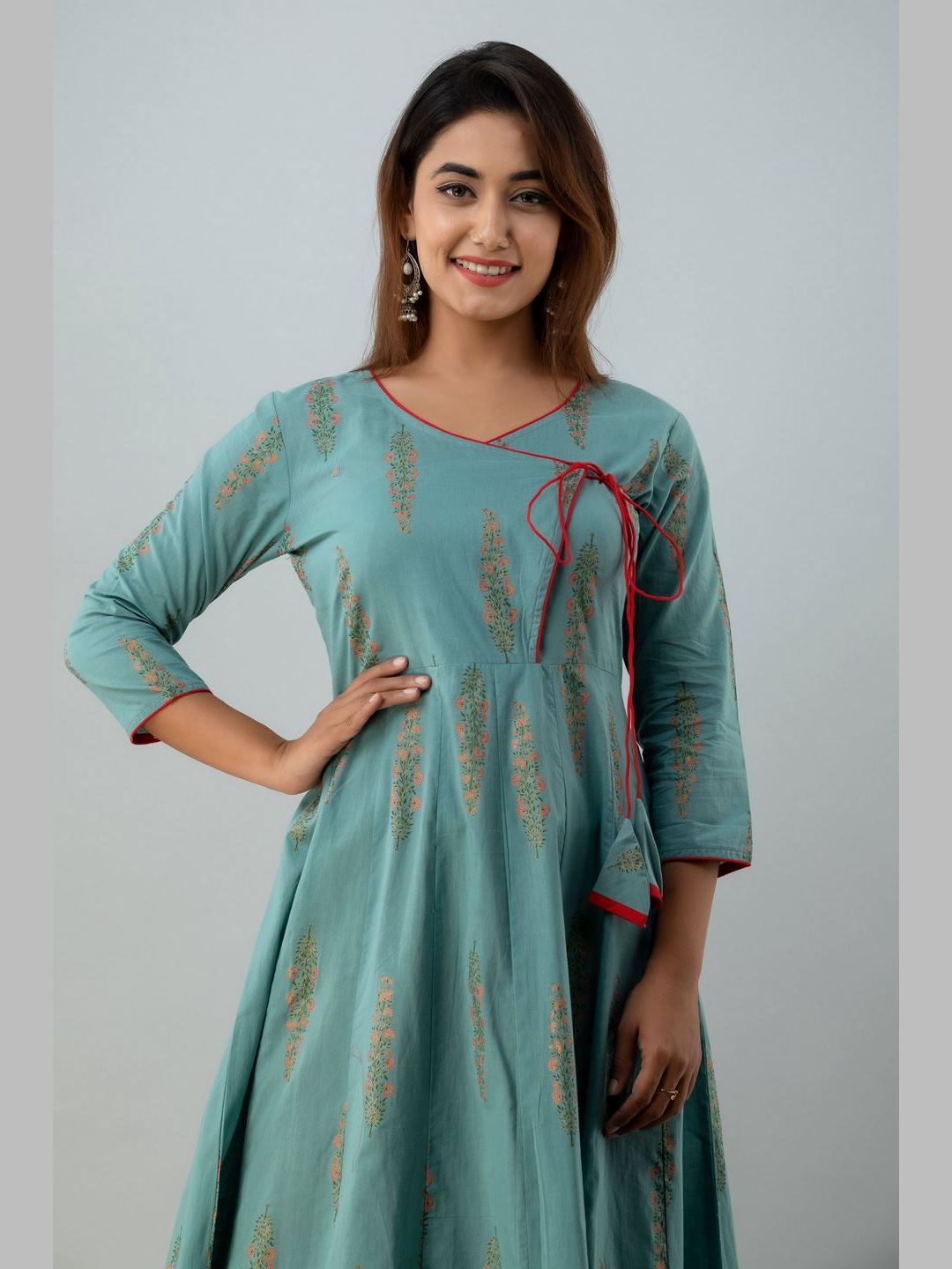 Women Cotton Printed Flared Kurta