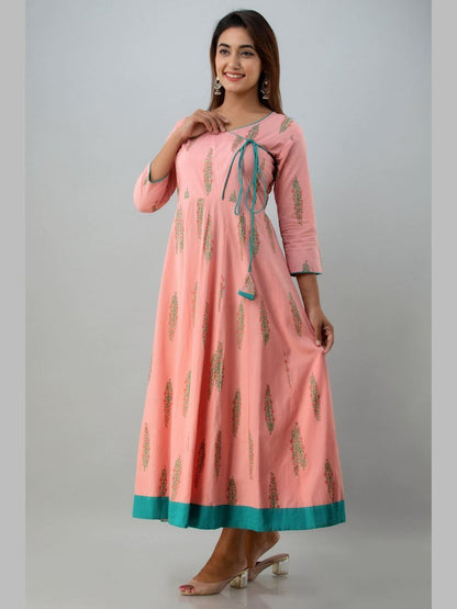 Women Cotton Printed Flared Kurta