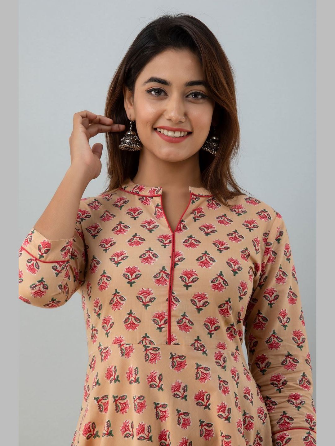 Women Cotton Printed Flared Kurta