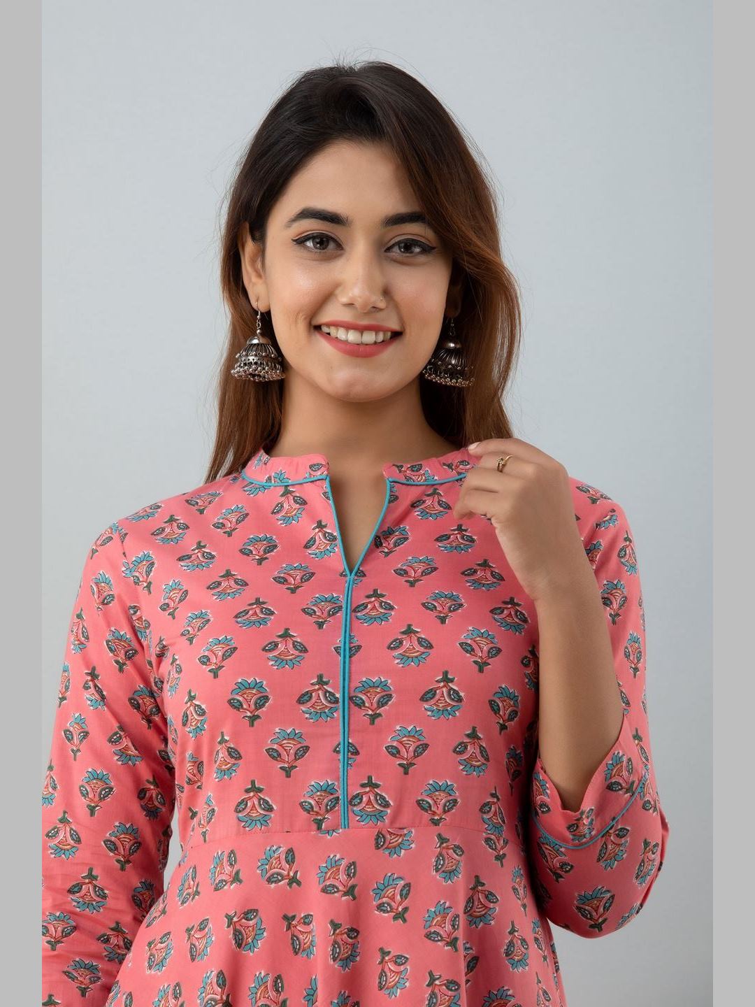 Women Cotton Printed Flared Kurta