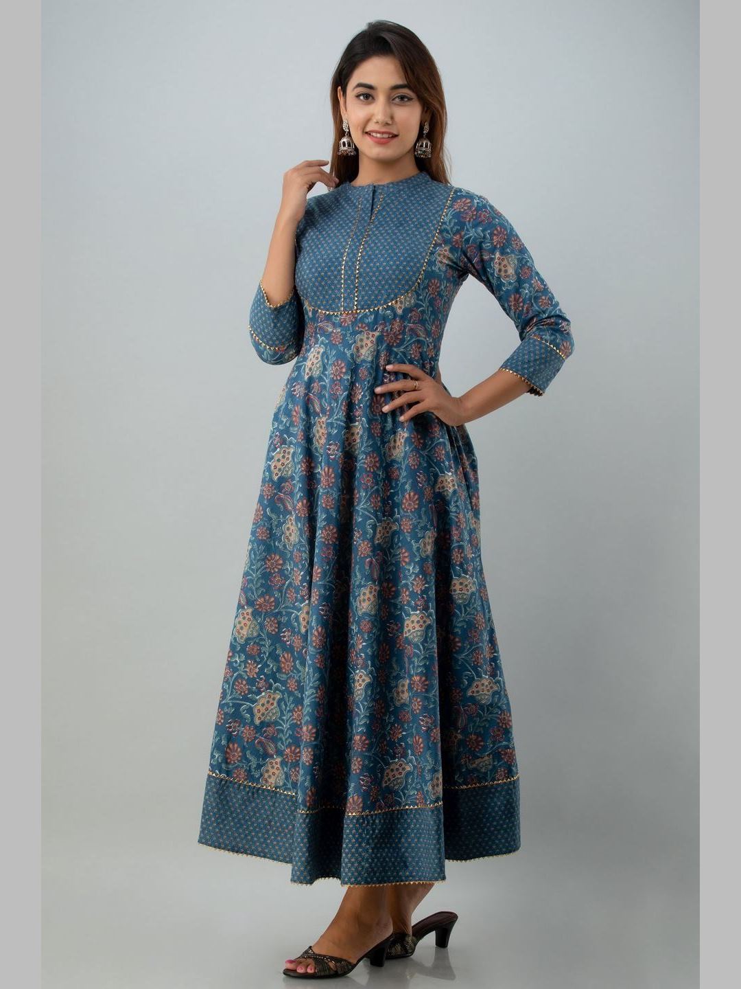 Women Cotton Printed Flared Kurta