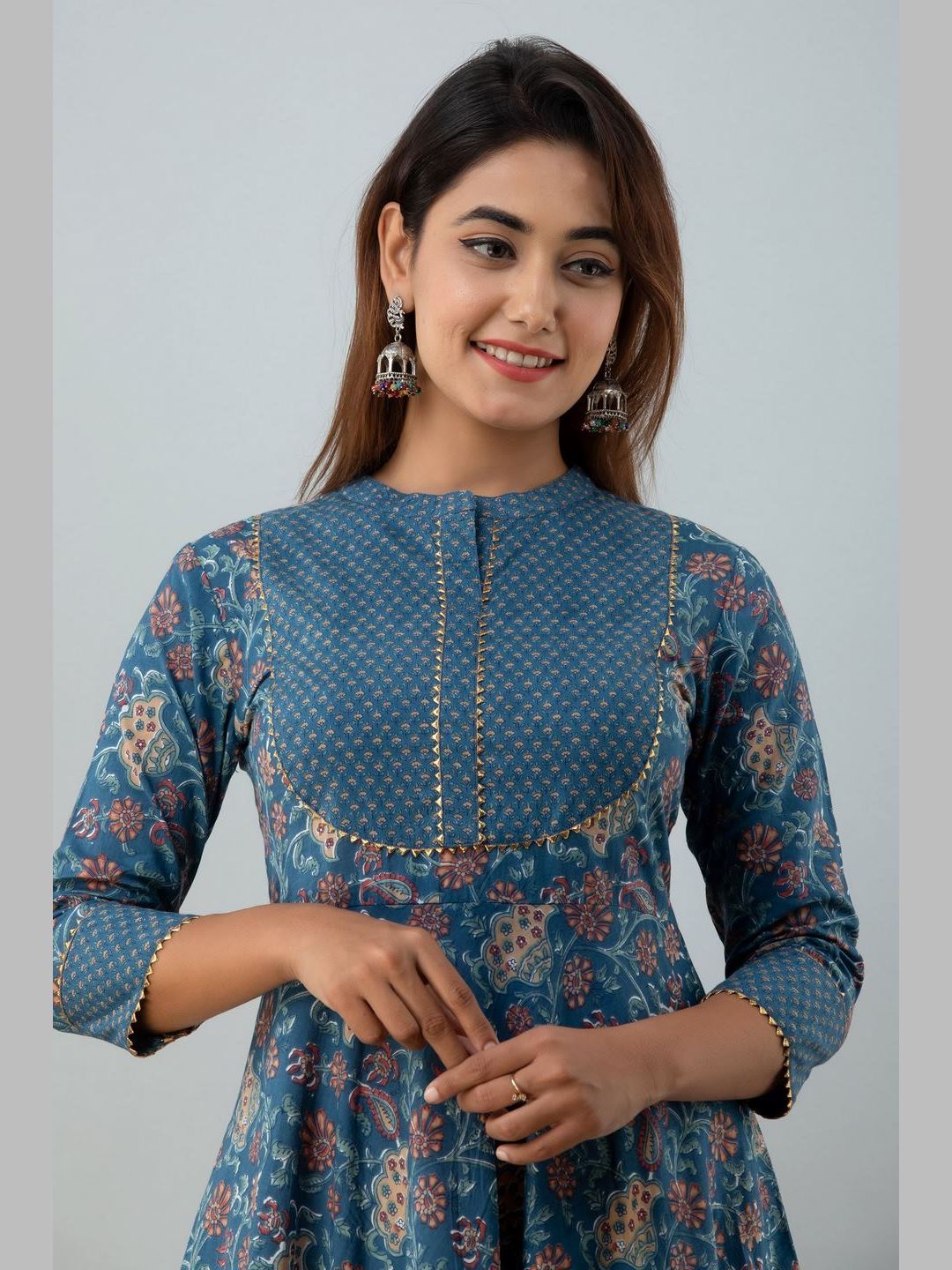 Women Cotton Printed Flared Kurta