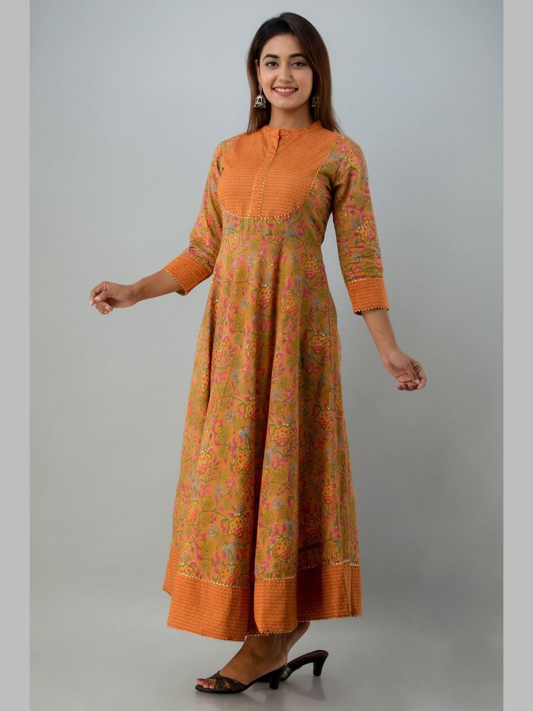 Women Cotton Printed Flared Kurta