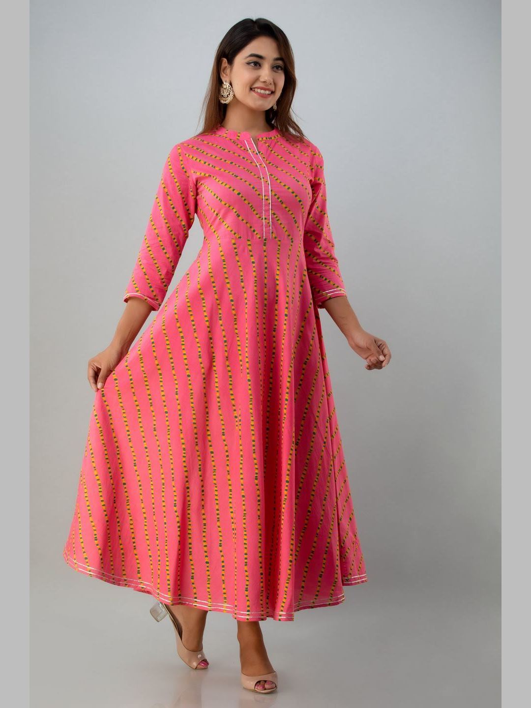 Women Cotton Printed Flared Kurta