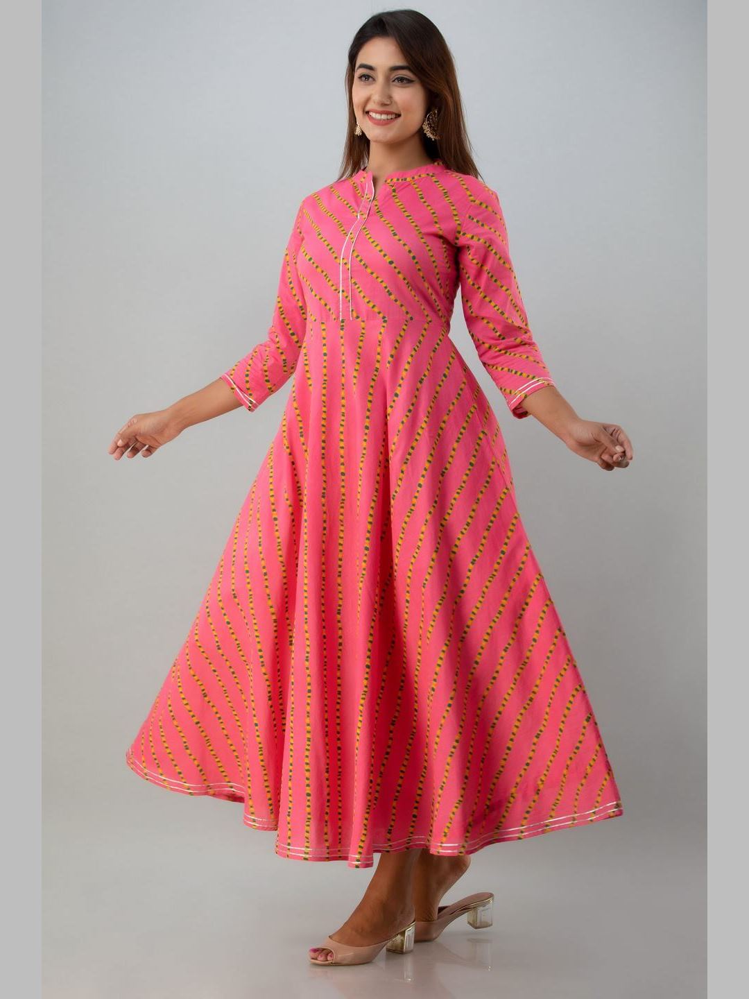 Women Cotton Printed Flared Kurta