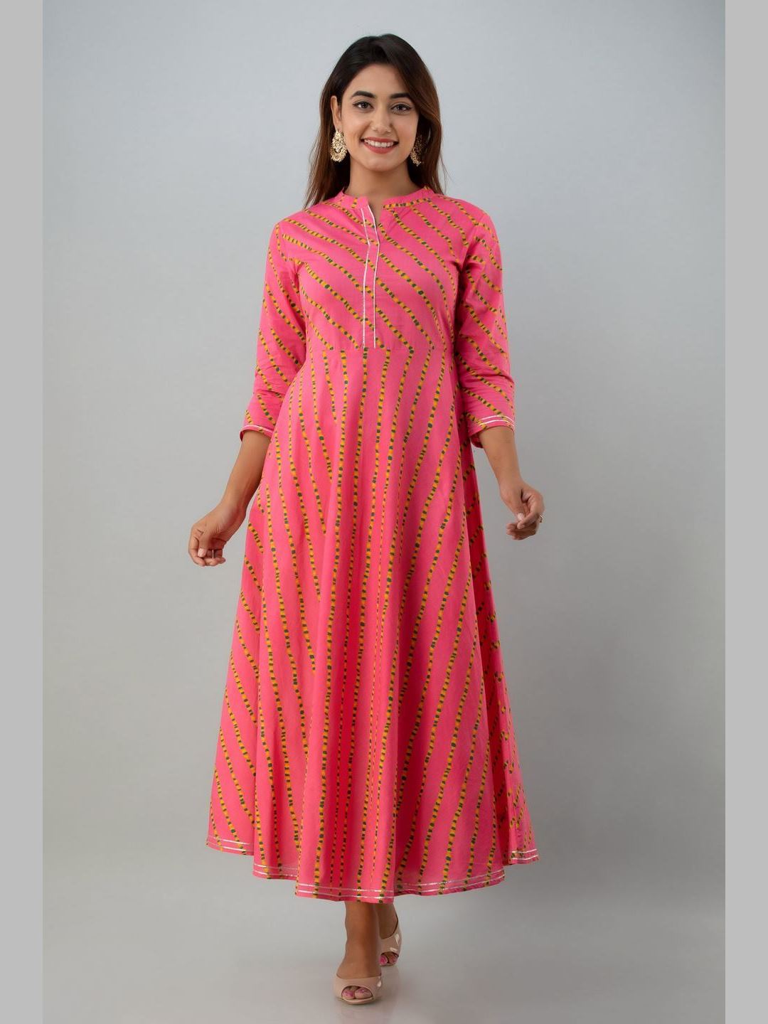 Women Cotton Printed Flared Kurta