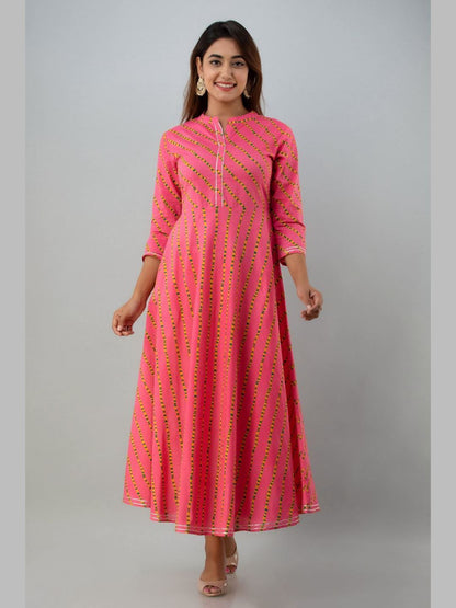 Women Cotton Printed Flared Kurta