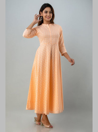 Women Cotton Printed Flared Kurta