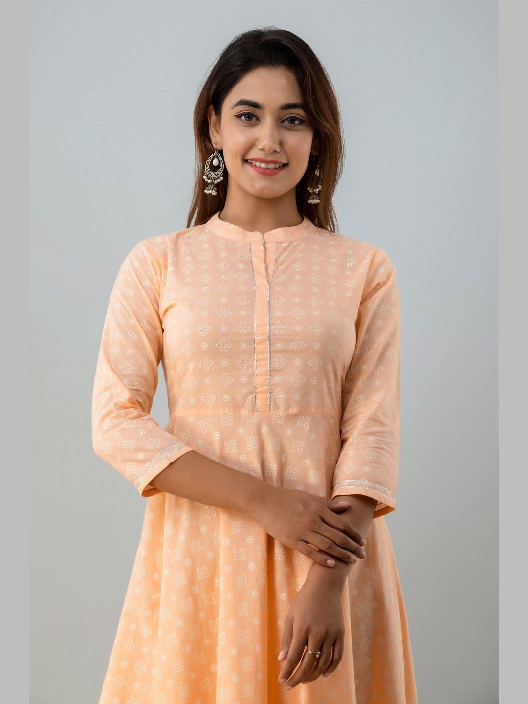 Women Cotton Printed Flared Kurta