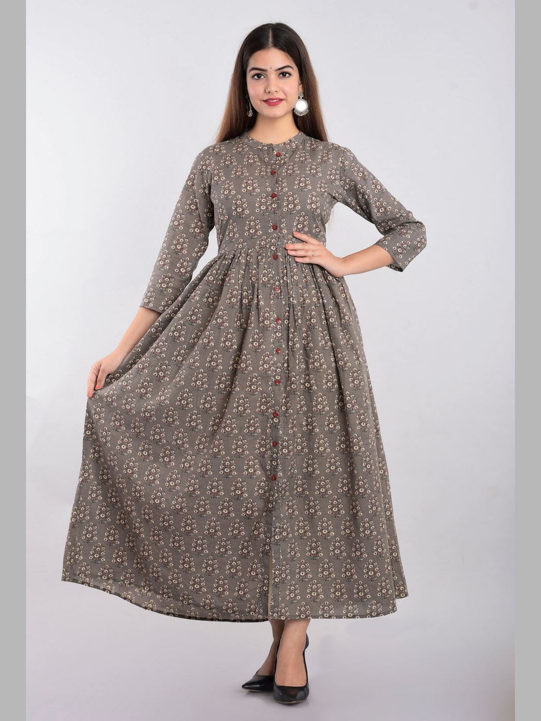 Women Cotton Printed Flared Kurta