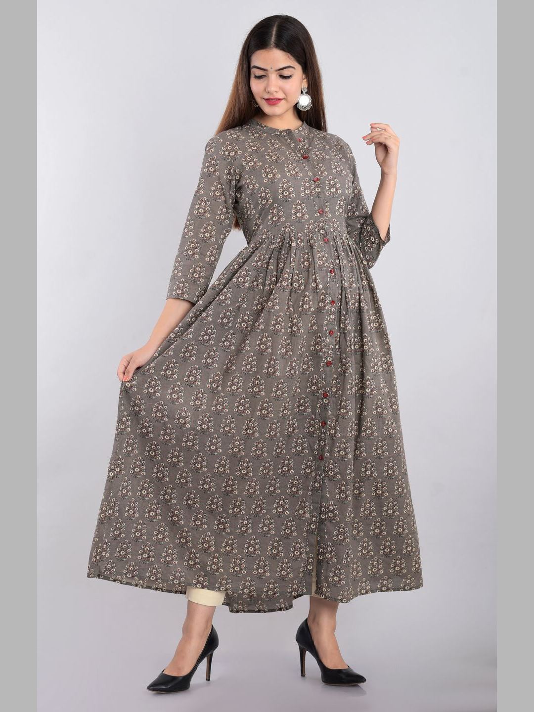 Women Cotton Printed Flared Kurta