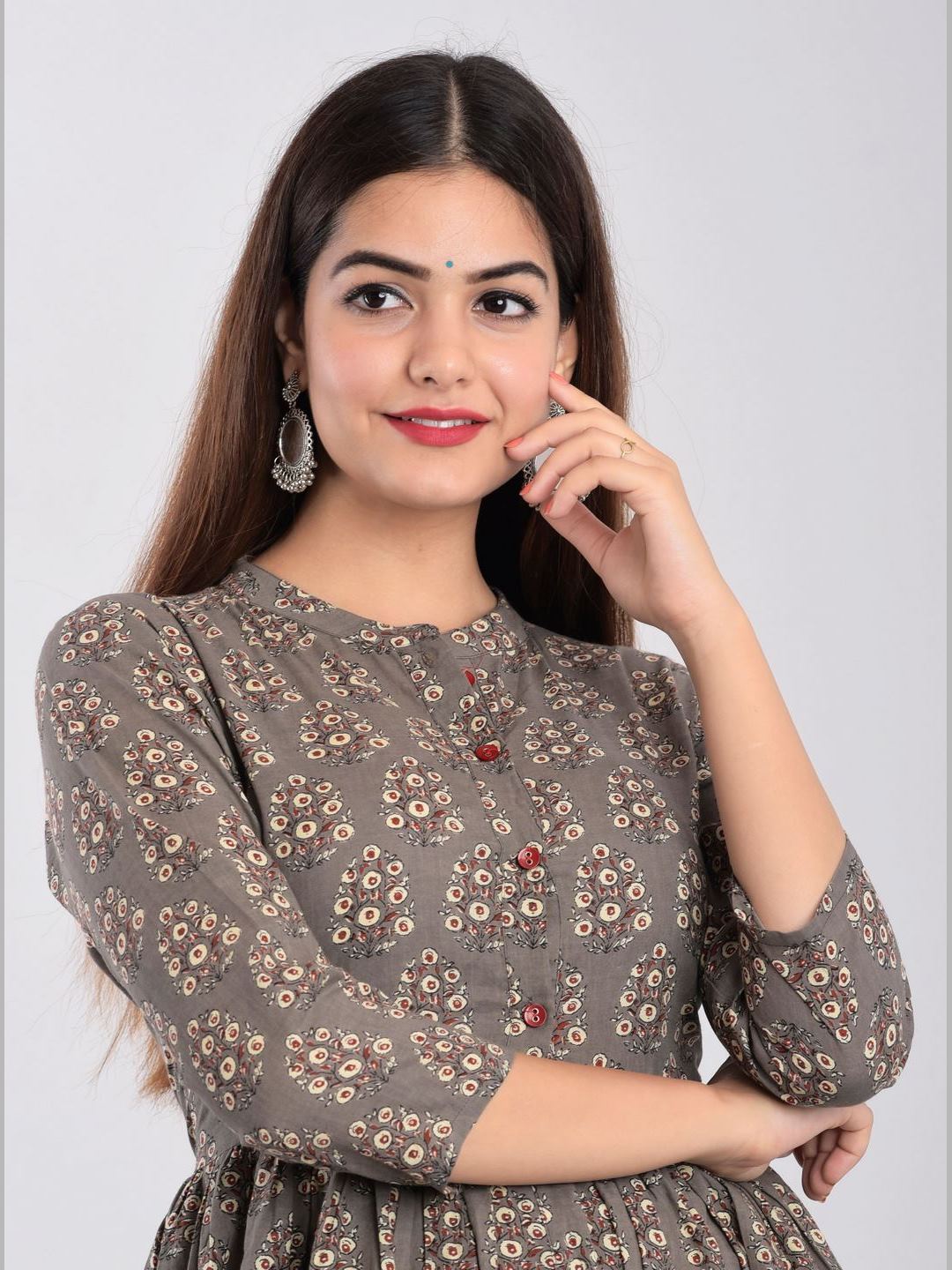 Women Cotton Printed Flared Kurta