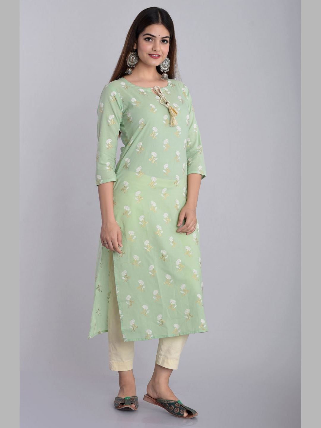 Women Cotton Printed Flared Kurta