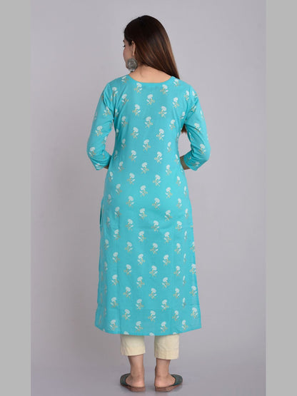 Women Cotton Printed Flared Kurta