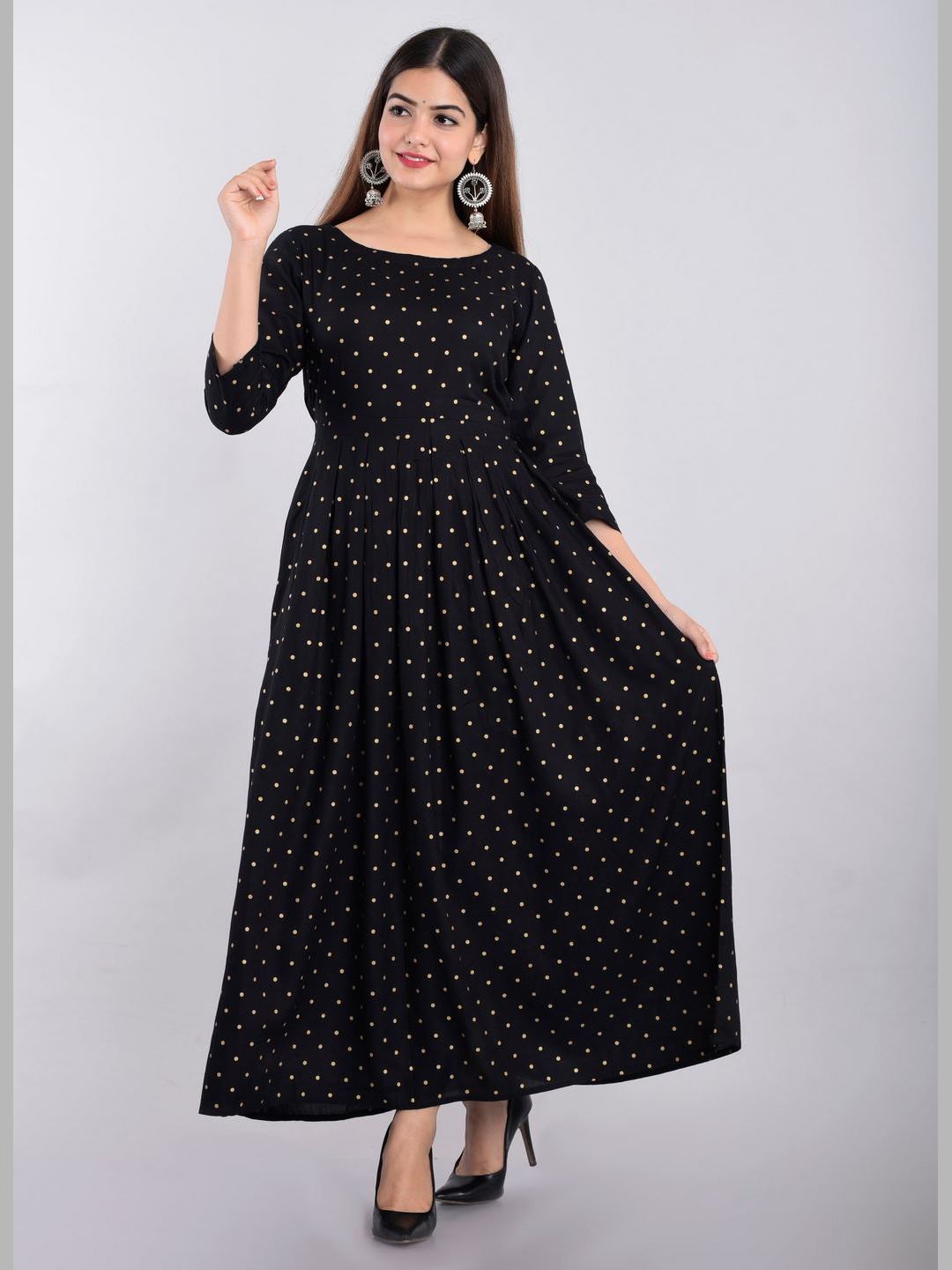 Women Cotton Printed Flared Kurta