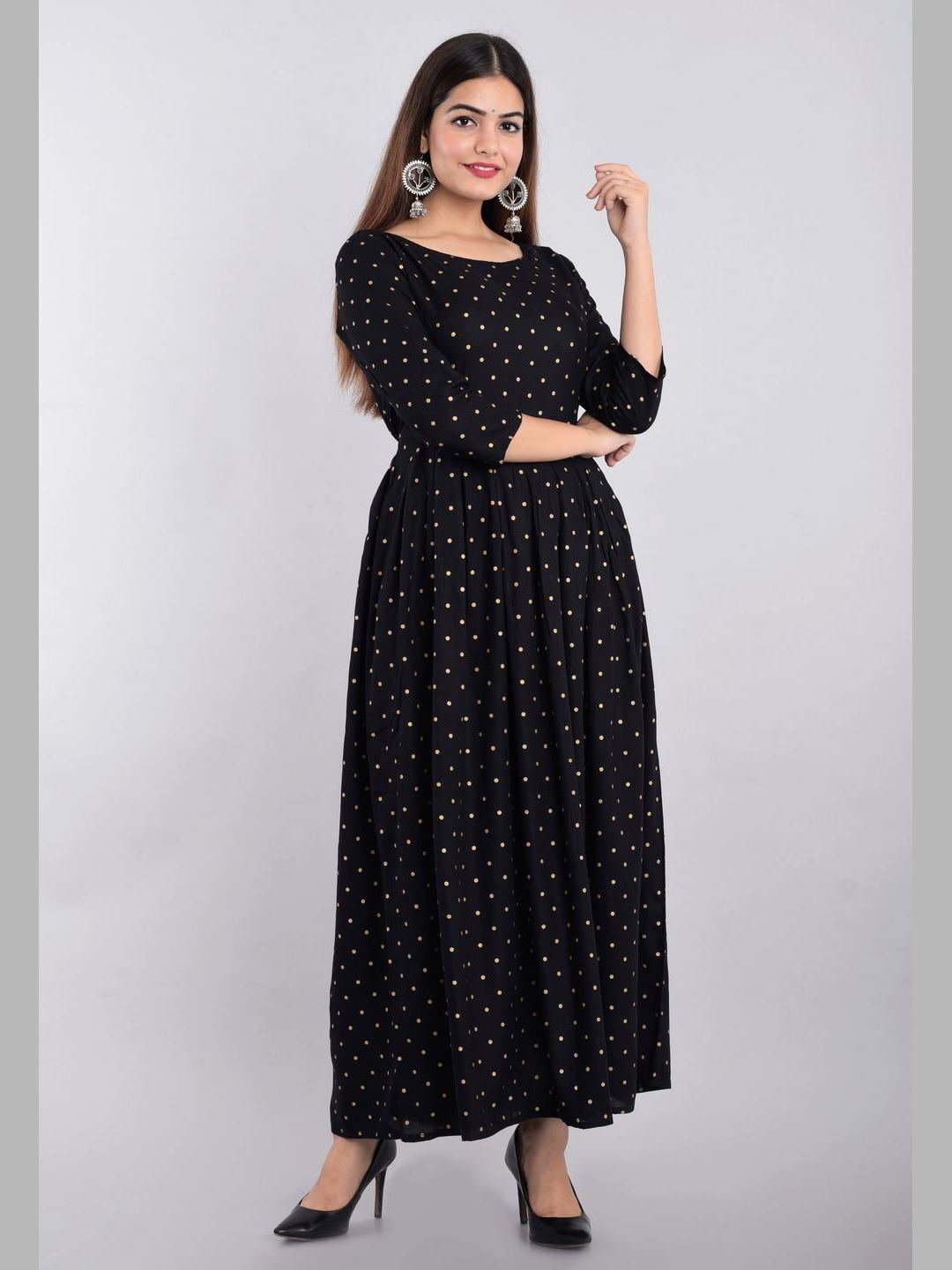 Women Cotton Printed Flared Kurta