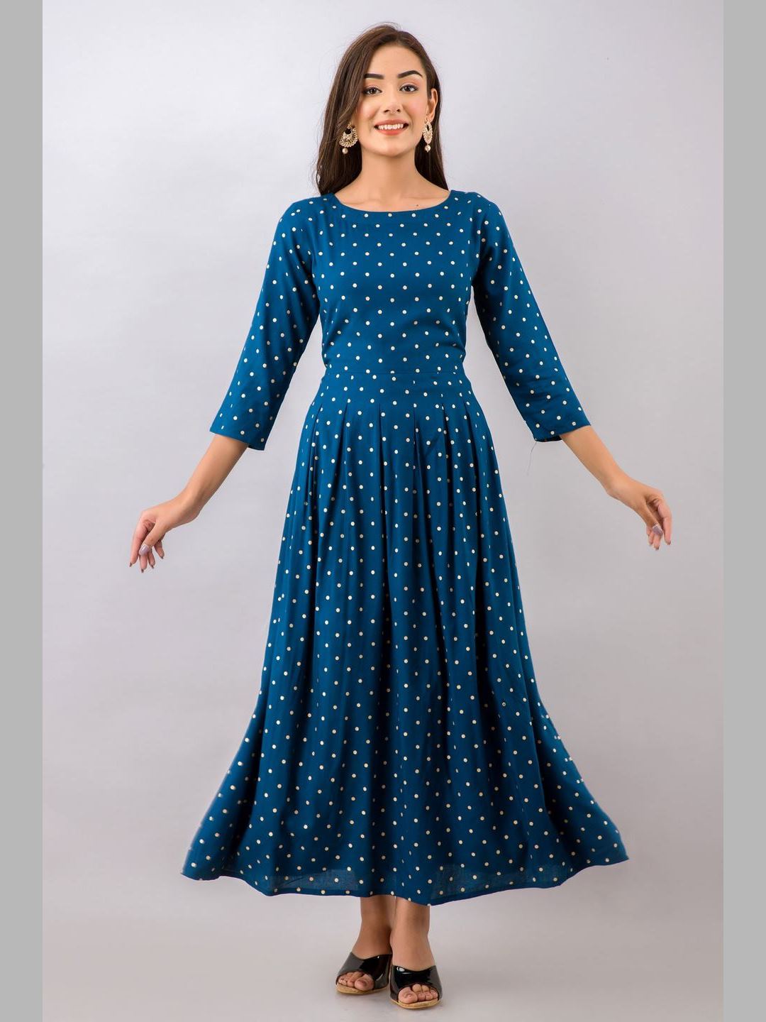 Women Cotton Printed Flared Kurta