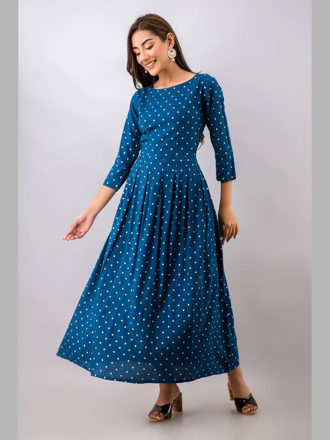 Women Cotton Printed Flared Kurta