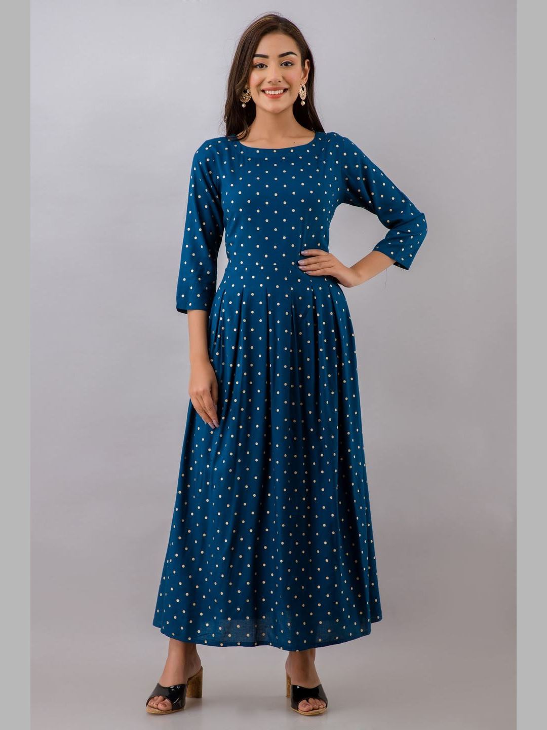 Women Cotton Printed Flared Kurta