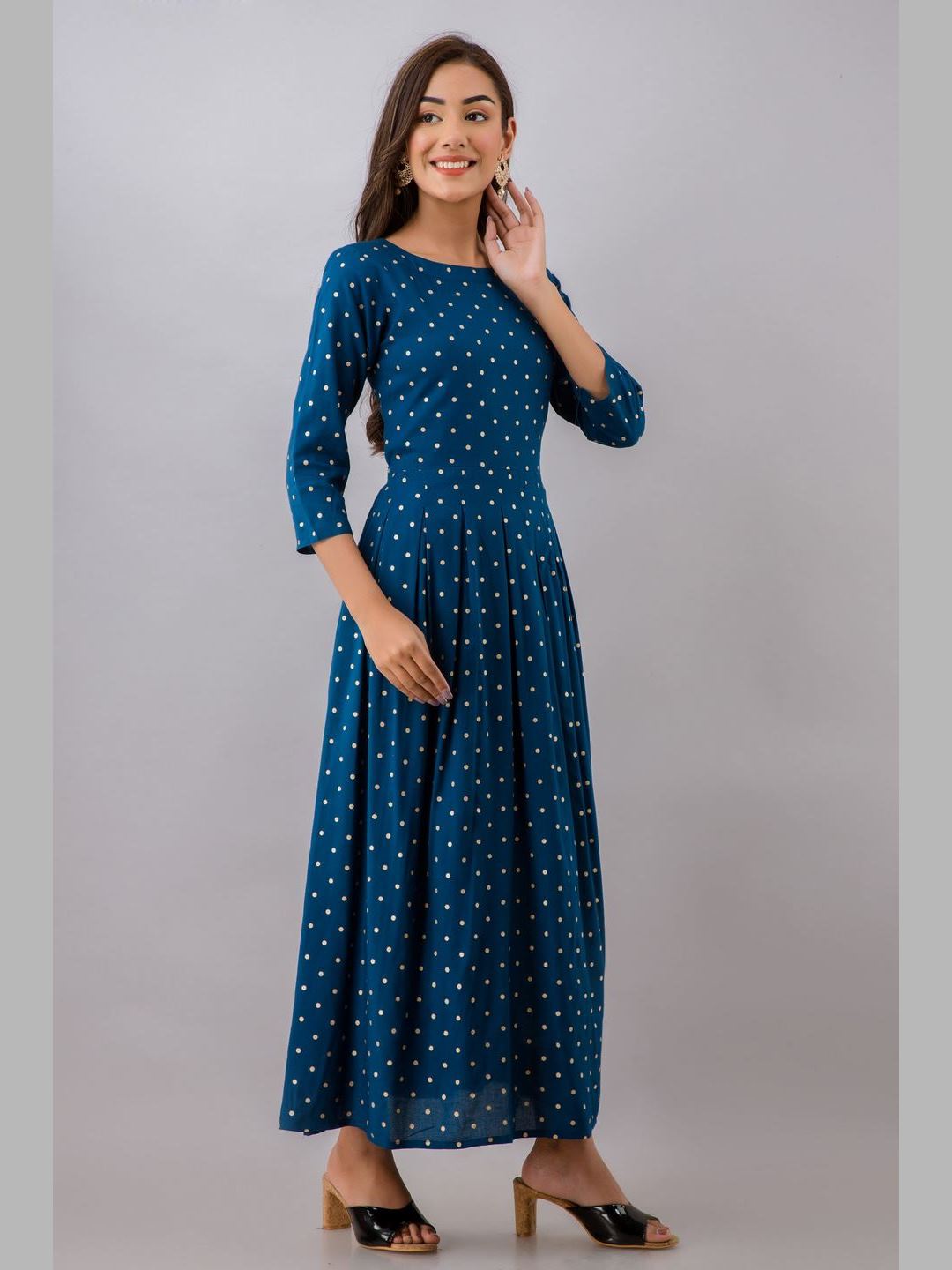 Women Cotton Printed Flared Kurta