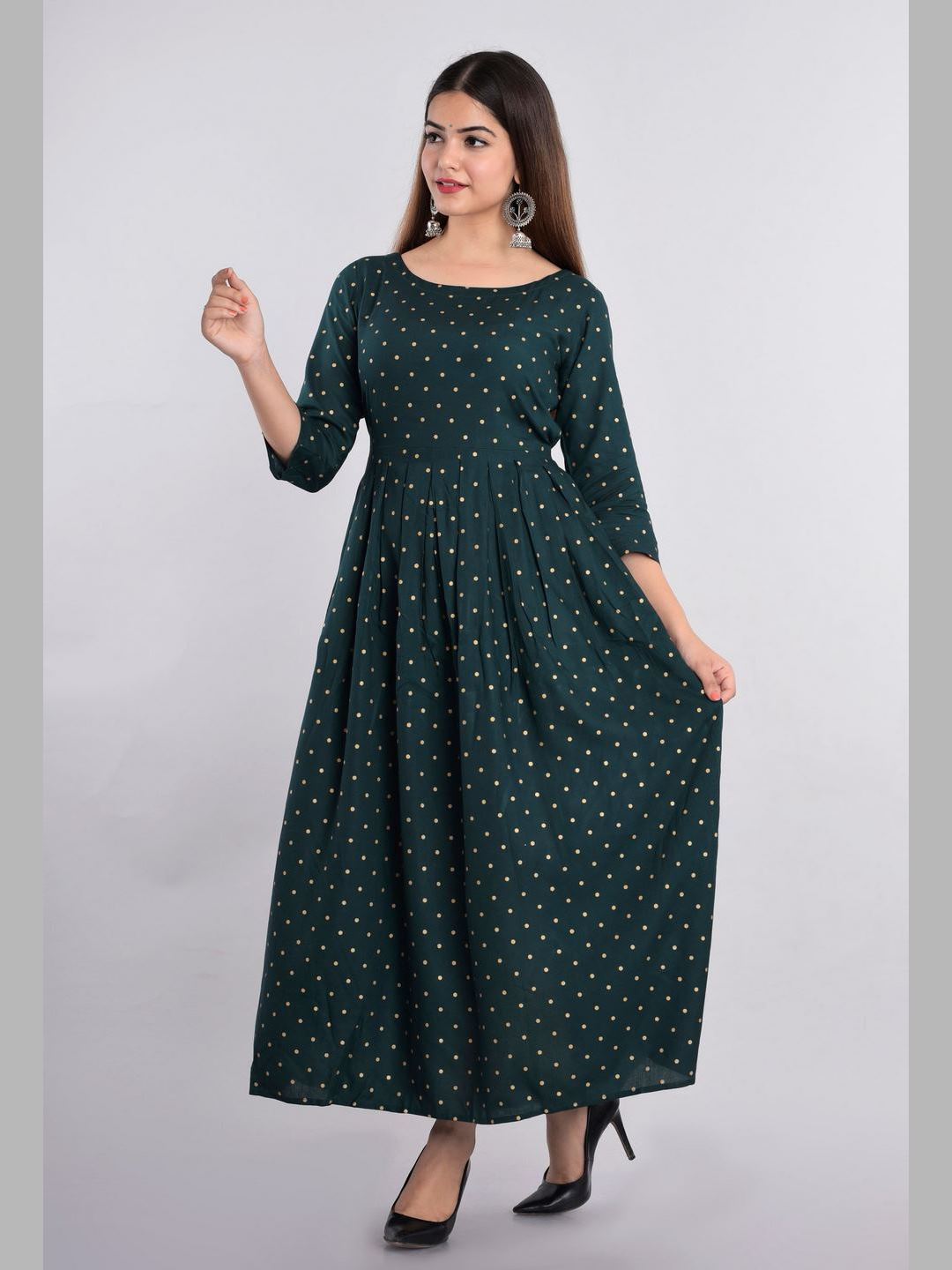 Women Cotton Printed Flared Kurta