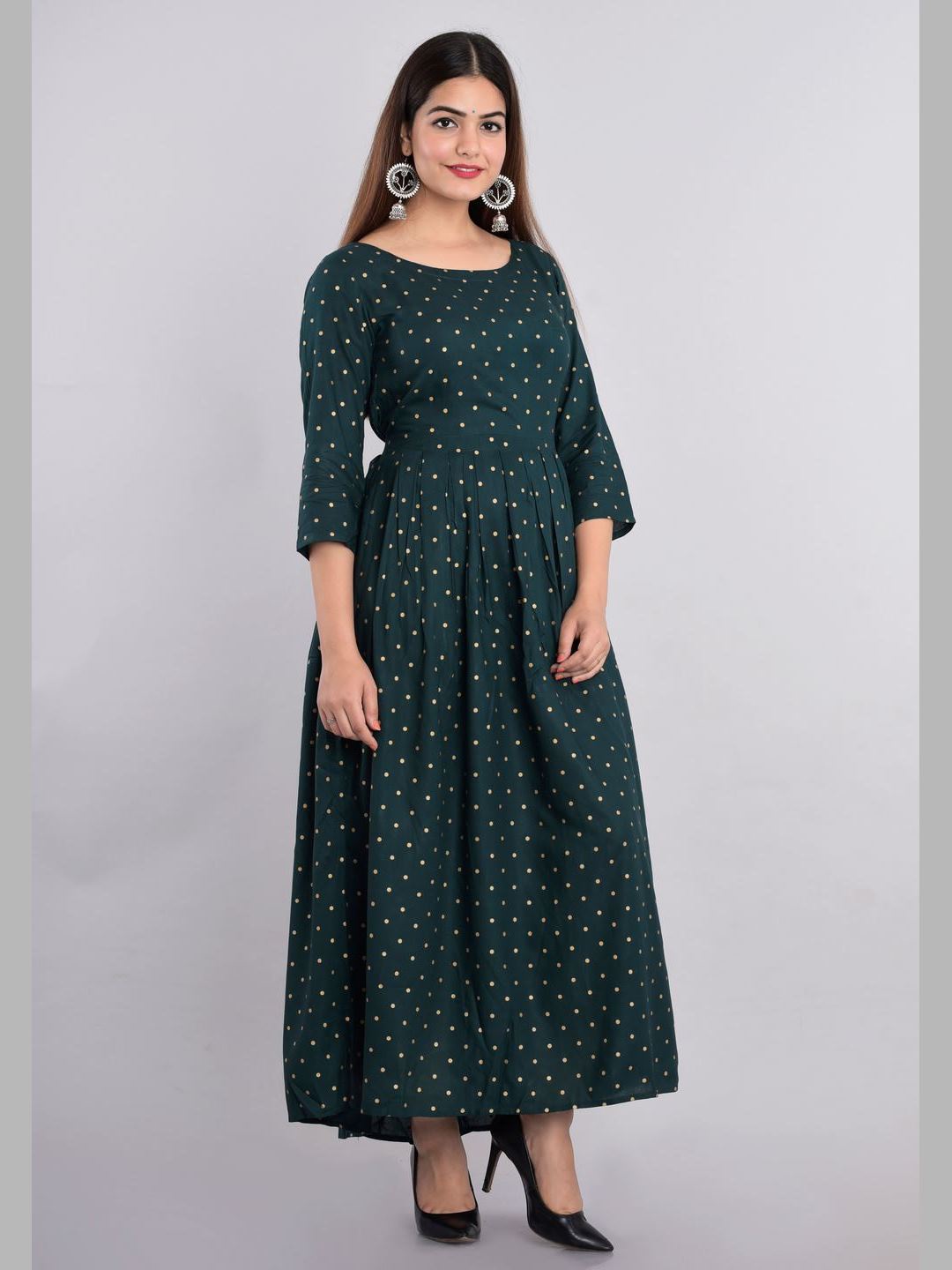 Women Cotton Printed Flared Kurta