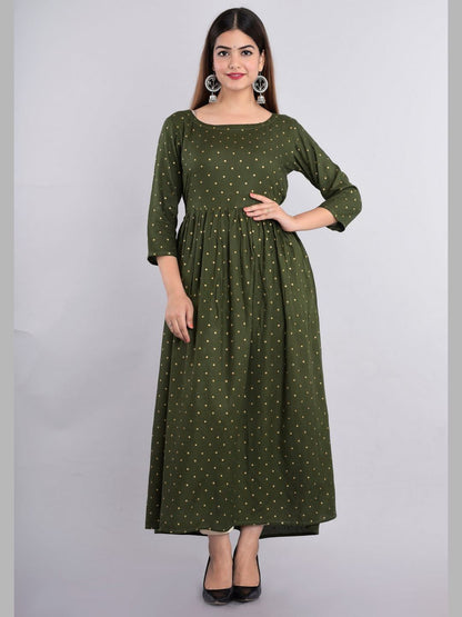 Women Cotton Printed Flared Kurta