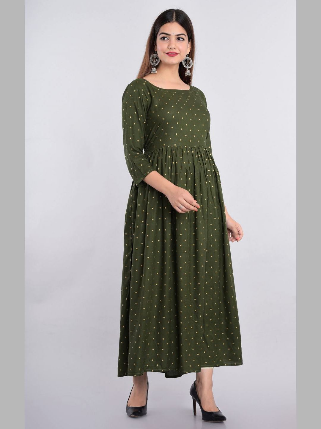 Women Cotton Printed Flared Kurta