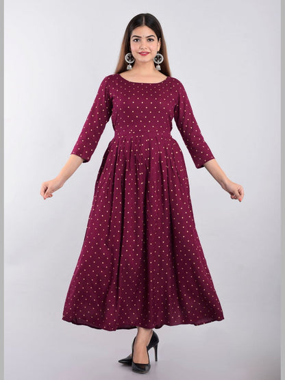 Women Cotton Printed Flared Kurta