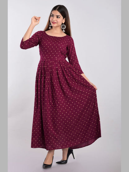 Women Cotton Printed Flared Kurta