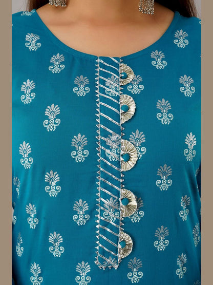 Women Cotton Printed Straight Kurta