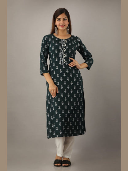 Women Cotton Printed Straight Kurta