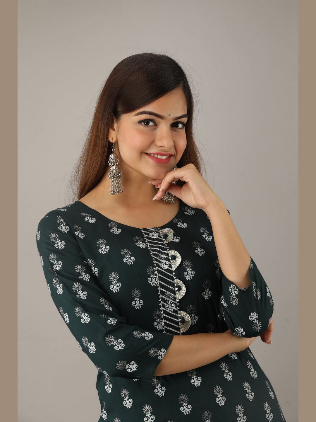 Women Cotton Printed Straight Kurta