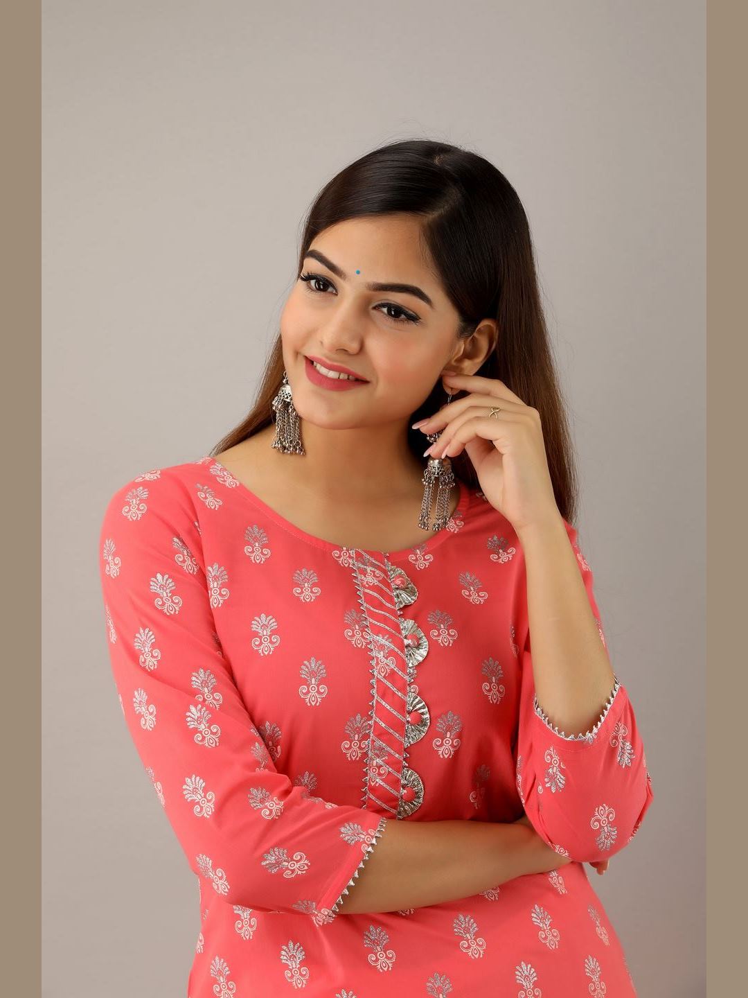 Women Cotton Printed Straight Kurta