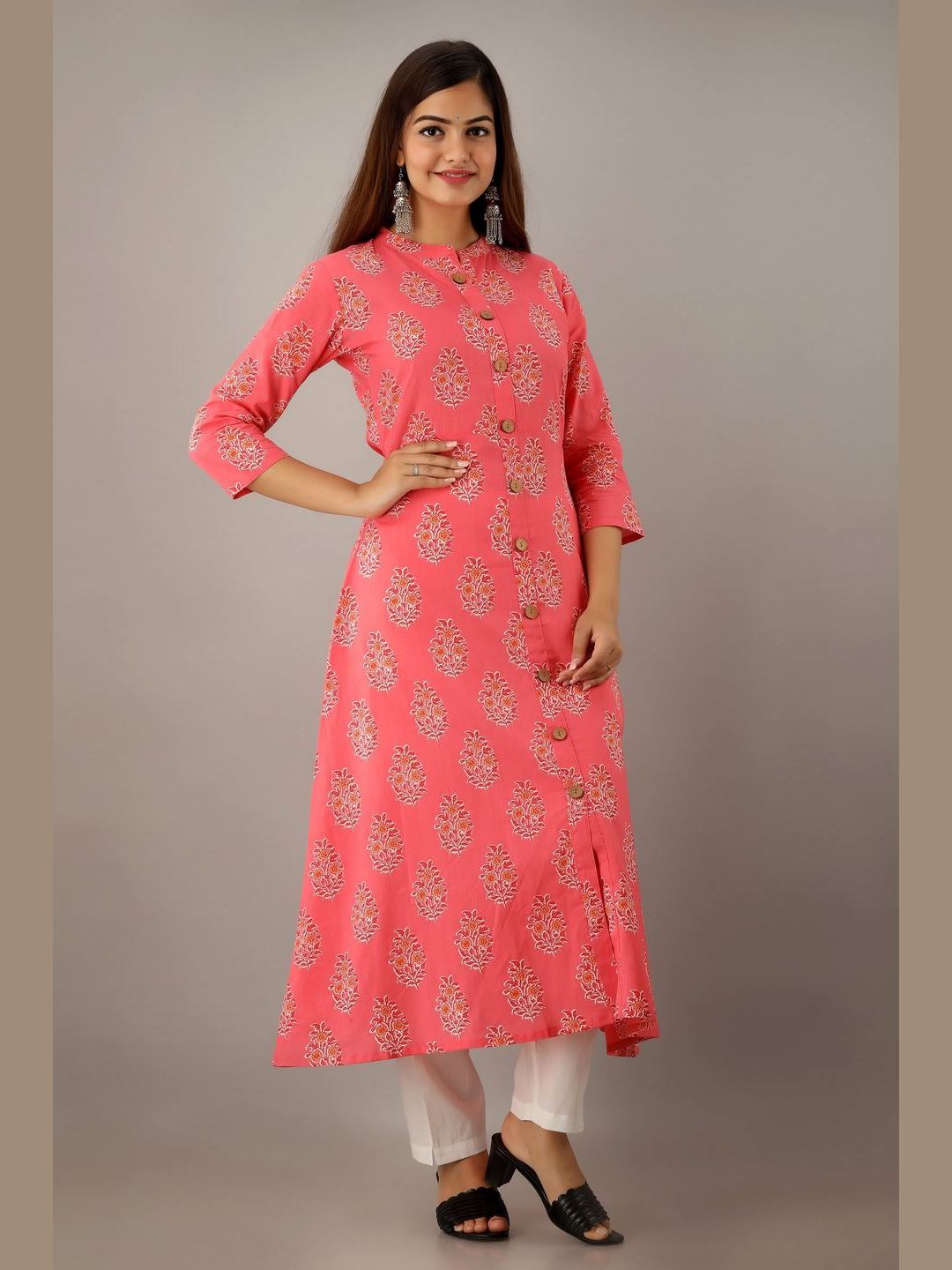 Women Cotton Printed Flared Kurta