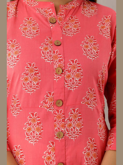 Women Cotton Printed Flared Kurta