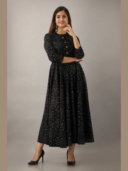 Women Cotton Printed Flared Kurta