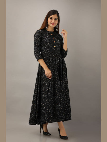 Women Cotton Printed Flared Kurta