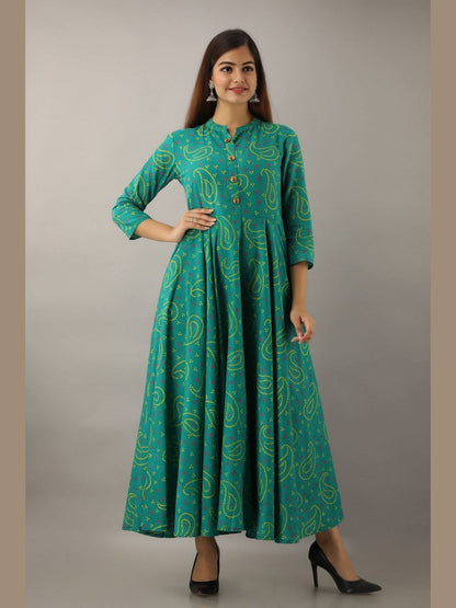 Women Cotton Printed Flared Kurta