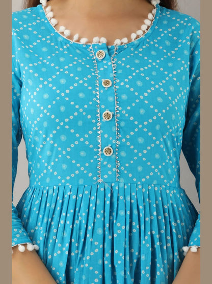 Women Cotton Printed Flared Kurta