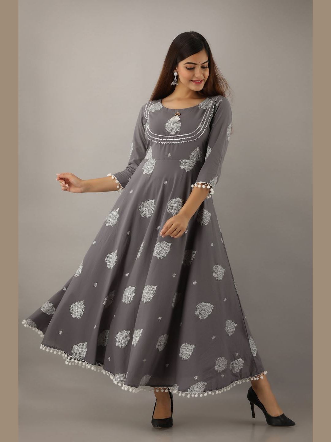 Women Cotton Printed Flared Kurta