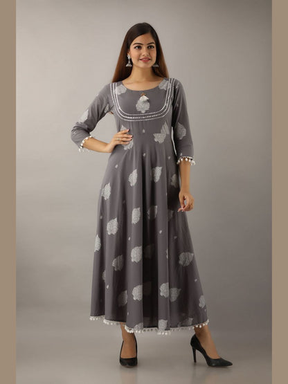 Women Cotton Printed Flared Kurta