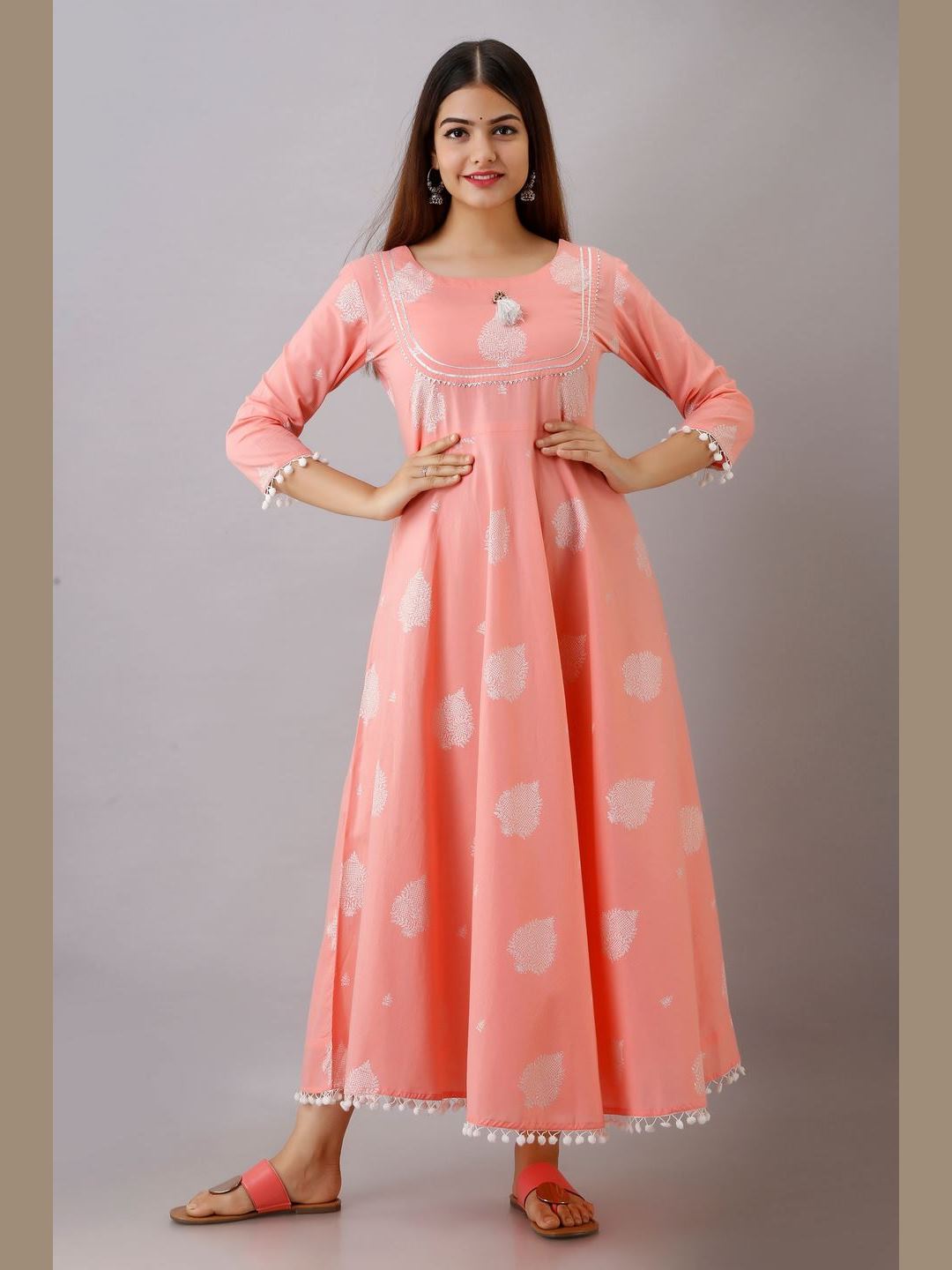 Women Cotton Printed Flared Kurta