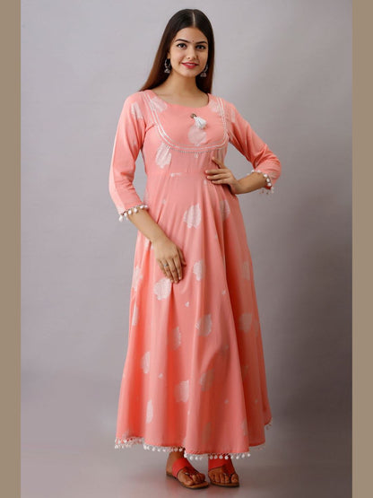 Women Cotton Printed Flared Kurta