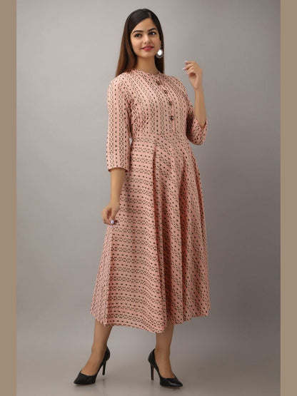 Women Cotton Printed Flared Kurta