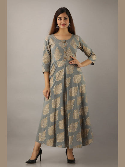 Women Cotton Printed Flared Kurta