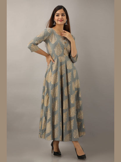 Women Cotton Printed Flared Kurta